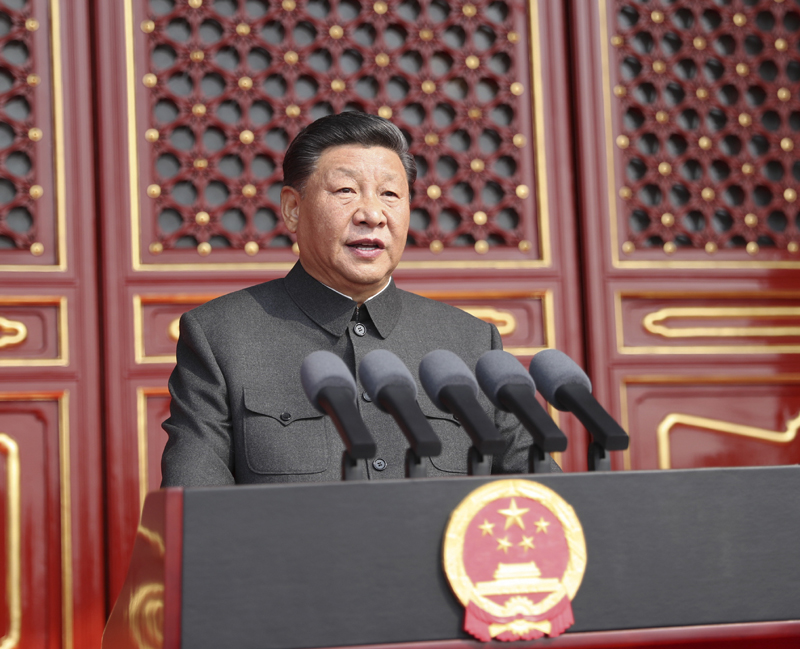 10月1日上午，慶祝中華人民共和國成立70周年大會在北京天安門廣場隆重舉行。中共中央總書記、國家主席、中央軍委主席習(xí)近平發(fā)表重要講話。
