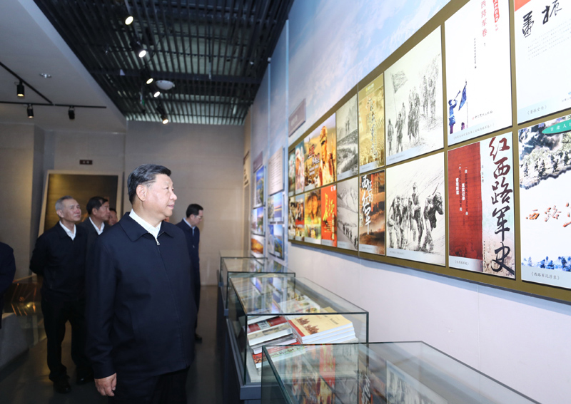 8月19日至22日，中共中央總書記、國家主席、中央軍委主席習近平在甘肅考察。這是20日上午，習近平在張掖市高臺縣參觀中國工農紅軍西路軍紀念館。